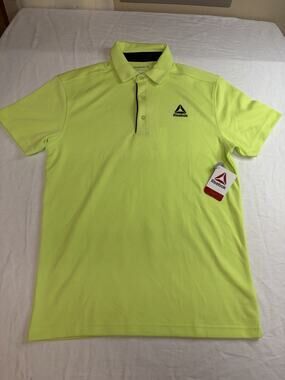 Reebok Men’s Small Performance Polo Shirt Neon Yellow Moisture Wicking Golf